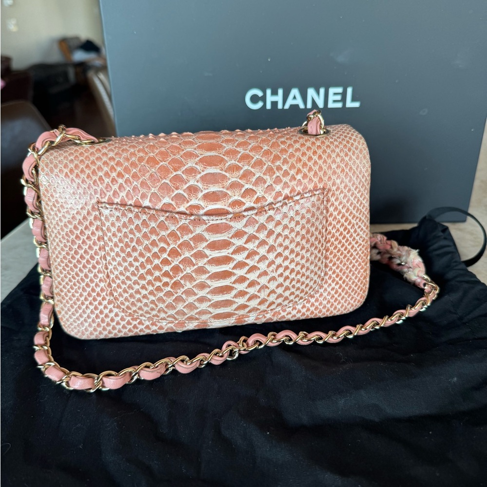Chanel Salmon Pink Mini Rectangular Classic Flap Bag in Exotic Leather - Picture 5 of 8